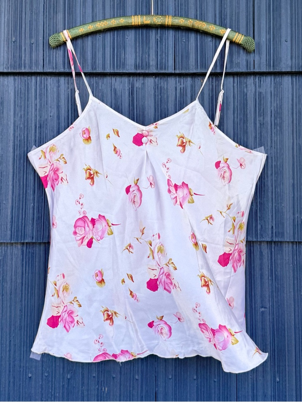 Floral Satin Slip Cami Top - Pink/White